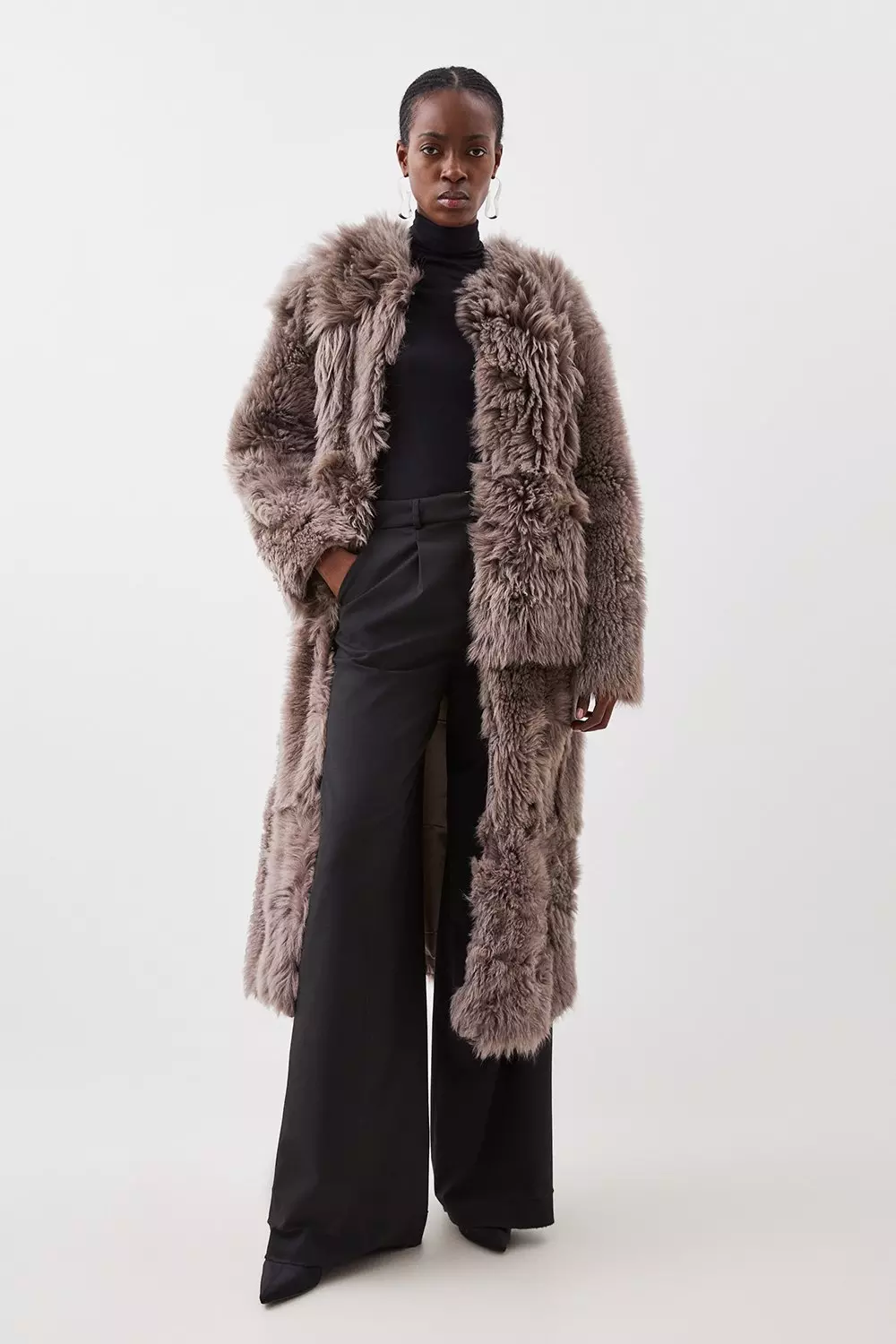 Dark grey fur on sale coat